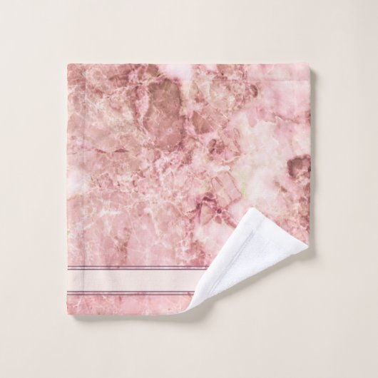 Chic Roos Roze Crystal Monogram Naam Marble Agate Bad Handdoek (Wasdoekje)