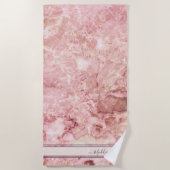 Chic Roos Roze Crystal Monogram Naam Marble Agate Strandlaken (Voorkant)