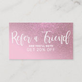 Chic Roos roze glitter gradiënt Typografie Aanbevelingskaartje (Voorkant)