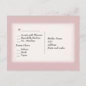 Chic Roos RSVP met menukeuze Uitnodiging Briefkaart (Achterkant)