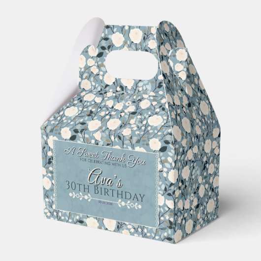 Chic Roos Verjaardag gunstbox voor dank je cadeau Bedankdoosjes (Voorkant Zijde)