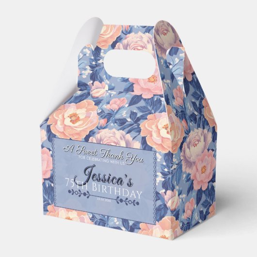 Chic Roos Verjaardag gunstbox voor Lente Verjaarda Bedankdoosjes (Voorkant Zijde)