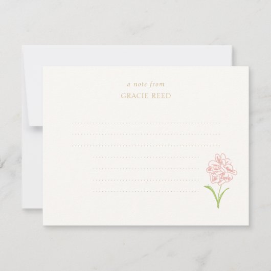 Chic Roos Wedding Lined Handgeschreven Note Kaart (Voorkant)