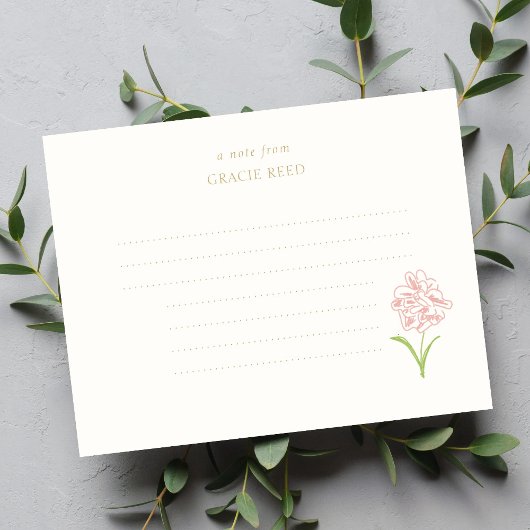 Chic Roos Wedding Lined Handgeschreven Note Kaart