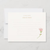 Chic Roos Wedding Lined Handgeschreven Note Kaart (Voorkant)