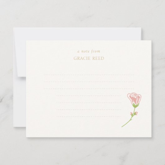 Chic Roos Wedding Lined Handgeschreven Note Kaart (Voorkant)