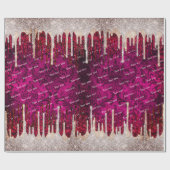 Chic roos zwart bruin glitter rode druppels monogr cadeaupapier (Vlak)