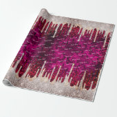 Chic roos zwart bruin glitter rode druppels monogr cadeaupapier (Uitgerold)