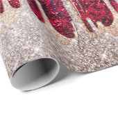 Chic roos zwart bruin glitter rode druppels monogr cadeaupapier (Rol Hoek)