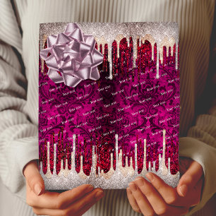 Chic roos zwart bruin glitter rode druppels monogr cadeaupapier