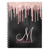 Chic roos zwart dripping monogram notitieboek (Voorkant)