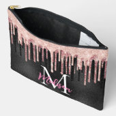Chic roos zwart dripping monogram notitieboek etui (Open)