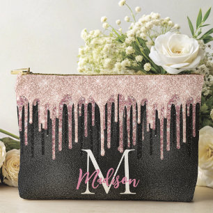 Chic roos zwart dripping monogram notitieboek etui