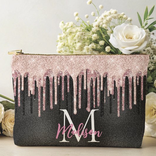 Chic roos zwart dripping monogram notitieboek etui