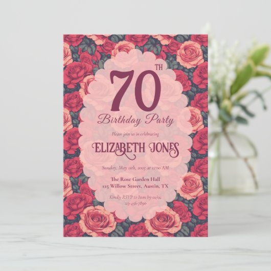 Chic Rose Floral Milestone Birthday Kaart (Staand voorkant)