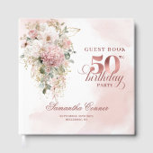 Chic Rose Gold Eucalyptus 50th Birthday Guest Book Gastenboek (Voorkant)