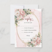 Chic Rose Gold Eucalyptus Wedding RSVP Card Kaartje (Voorkant)