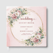 Chic Rose Gold Floral Greenery Wedding Guest Book Gastenboek (Voorkant)