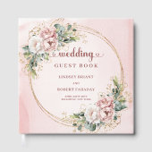 Chic Rose Gold Flowers and Greenery Wedding Guest  Gastenboek (Voorkant)