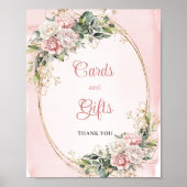 Chic Rose Gold Flowers Eucalyptus Cards and Gifts Poster (Voorkant)