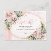 Chic Rose Gold Flowers Greenery Diaper Raffle Informatiekaartje (Voorkant)