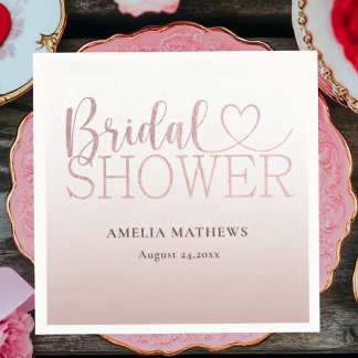 Chic Rose Gold Glitter Bridal Shower Servet