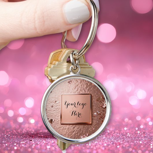 Chic Rose Gold Glitter Custom Logo  Sleutelhanger