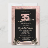 Chic Rose Gold Glitter Ombre 35th Birthday Party Kaart (Voorkant)