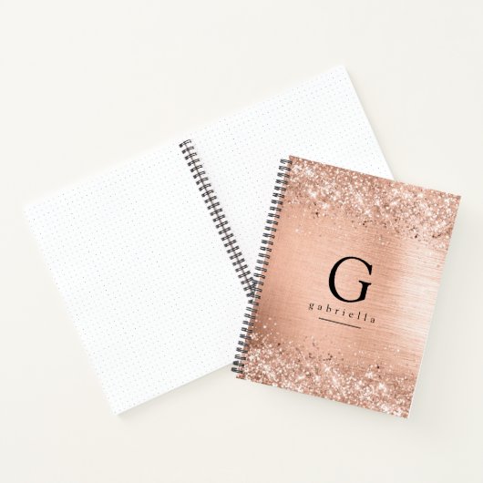 Chic Rose Gold Monogram Notitieboek (Binnen)