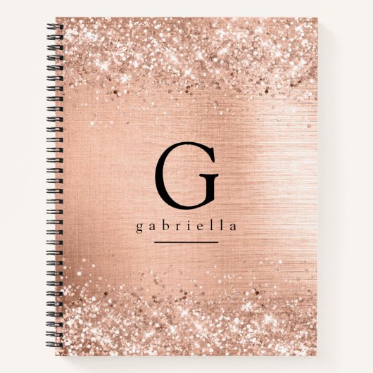 Chic Rose Gold Monogram Notitieboek (Voorkant)