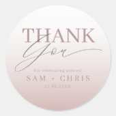 Chic Rose Gold Wedding Thank You  Ronde Sticker (Voorkant)