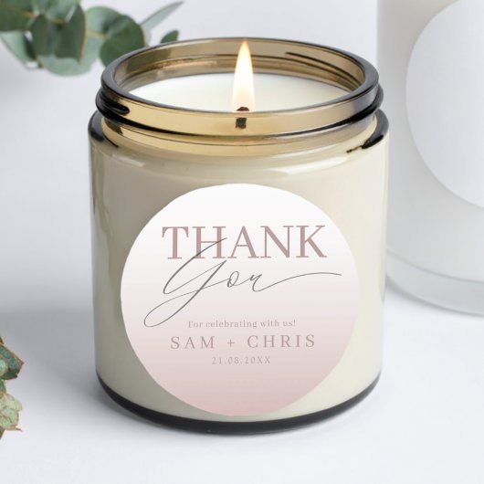 Chic Rose Gold Wedding Thank You  Ronde Sticker
