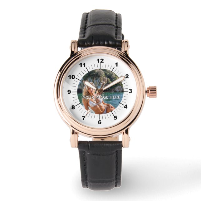 CHIC! 🖤 Rose Goud Zwarte Horloge (Voorkant)