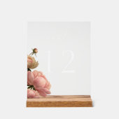 Chic Rose Wedding Table Number Acryl Bord (Voorkant)