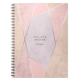 Chic RoseGold Geometric Trendy Elegant Pink Silver Notitieboek