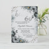 Chic Roses Gray 60th Birthday Kaart (Staand voorkant)