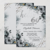 Chic Roses Gray 60th Birthday Kaart (Voorkant / Achterkant)