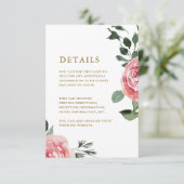 Chic Roses Guest Information Enclosure Kaart (Staand voorkant)