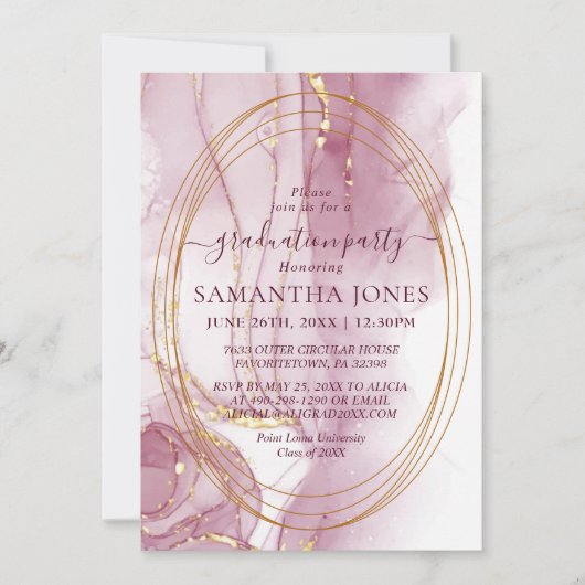 Chic Rosy Waterverf Calligraphy Afstuderen Kaart (Voorkant)