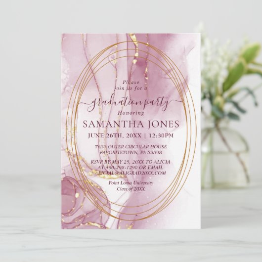 Chic Rosy Waterverf Calligraphy Afstuderen Kaart (Staand voorkant)