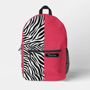 Chic Rouge Rood Zwart en Wit Zebraprint Tieners Bedrukte Rugzak