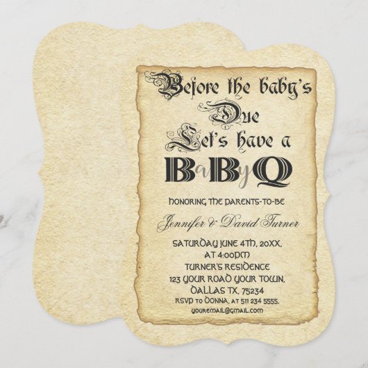 Chic  Rough Edge Paper Baby-Q Baby shower Kaart (Voorkant / Achterkant)