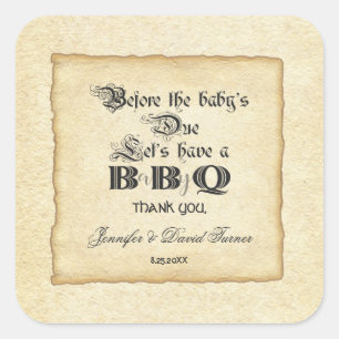 Chic  Rough Edge Paper Baby-Q Baby shower Vierkante Sticker