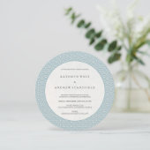 Chic Round Blue Waves Pattern Weddenschap Kaart (Staand voorkant)