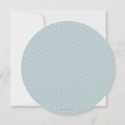 Chic Round Blue Waves Pattern Weddenschap Kaart (Achterkant)
