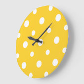 Chic Round Wall Clock White Jumbo Polkas on Yellow Grote Klok (Hoek)