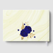 chic royal blue floral gold leaves geometrisch gastenboek (Achterkant)