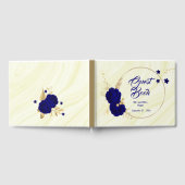 chic royal blue floral gold leaves wreater gastenboek (Volledig)