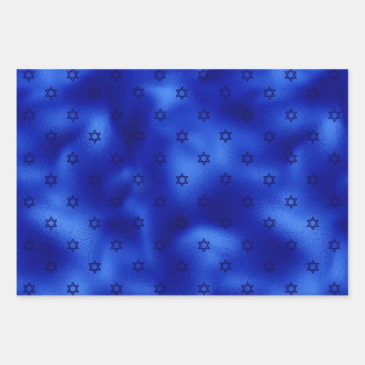 Chic Royal Blue Folie Hanukkah Wrapping Paper Shee (Voorkant)