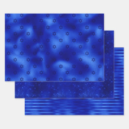Chic Royal Blue Folie Hanukkah Wrapping Paper Shee